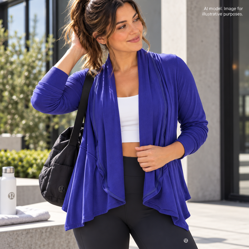Lululemon Sweater Women 8 Heathered Mod Iris Flower To Flow Wrap French Terry